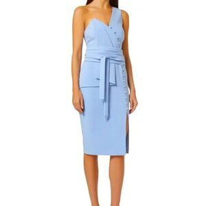 Lavish Alice One Shoulder‎ Origami Mini Dress in Cornflower Blue Size 12 NWT